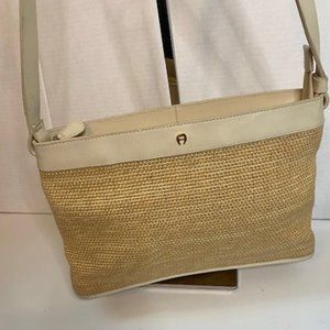 Etienne Aigner Vintage Cream Jute Shoulder Bag
